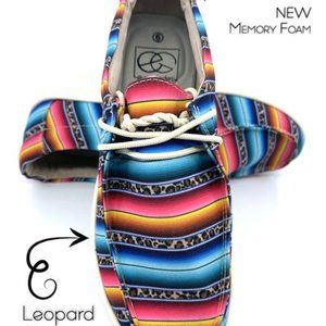 Aztec Pattern Serape & Leopard Loafer Boat Shoe